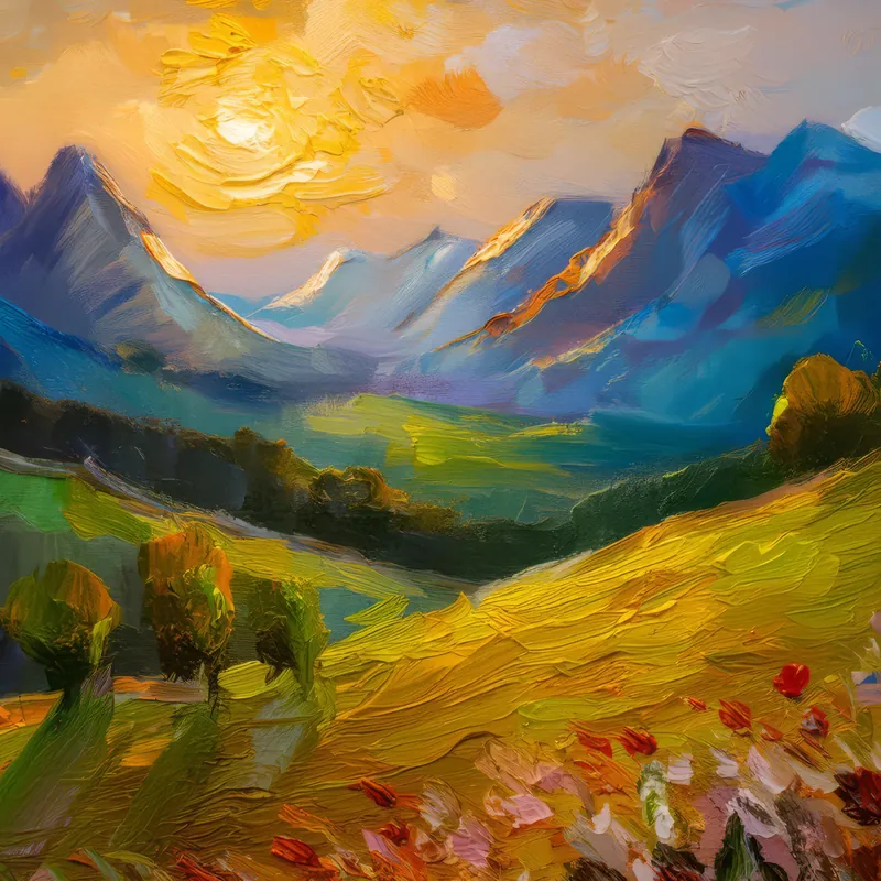 Painting: Alpine Meadows at Dawn