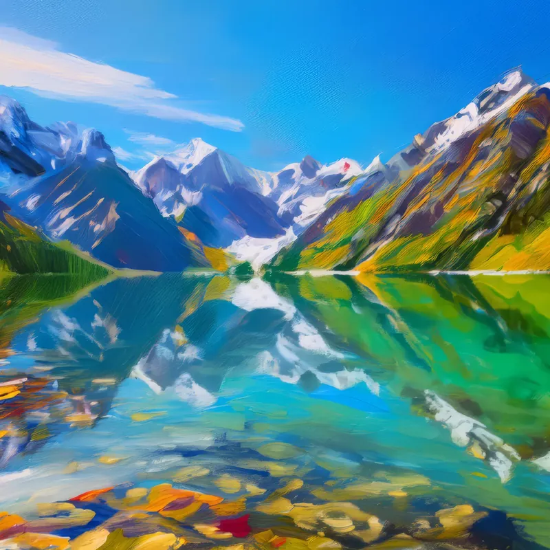 Painting: Alpine Mountain Reflection