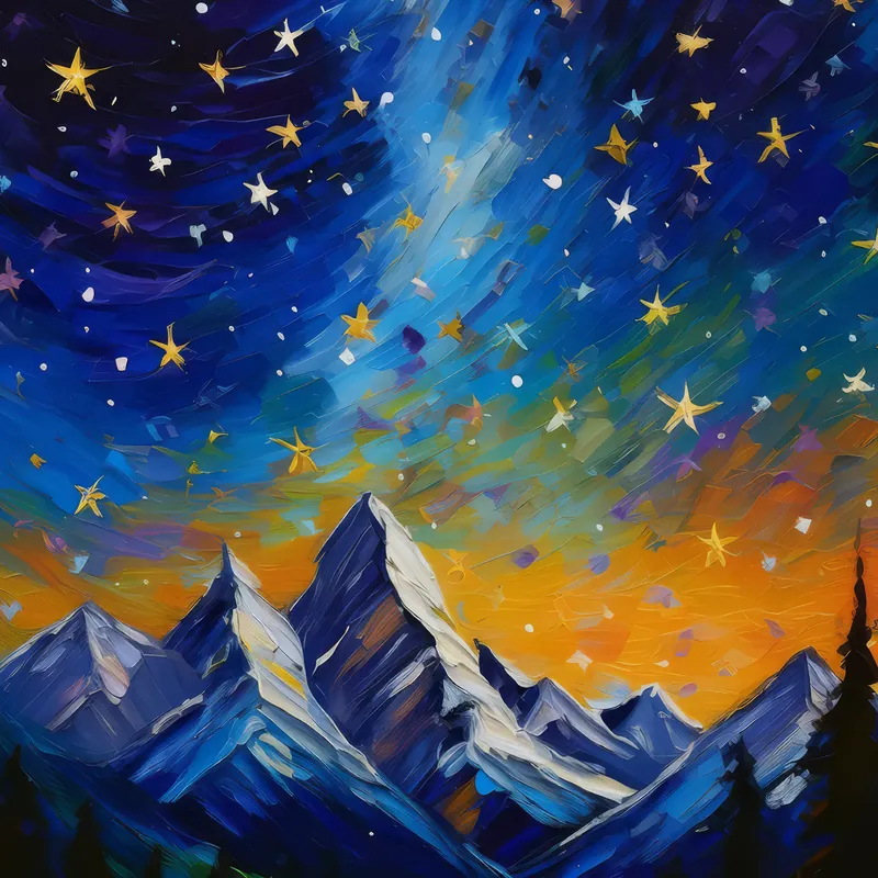 Painting: Alpine Peaks Under Stars