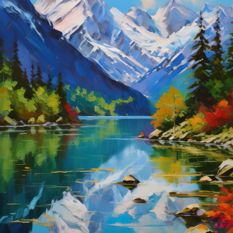 Painting: Alpine Reflection Perfection