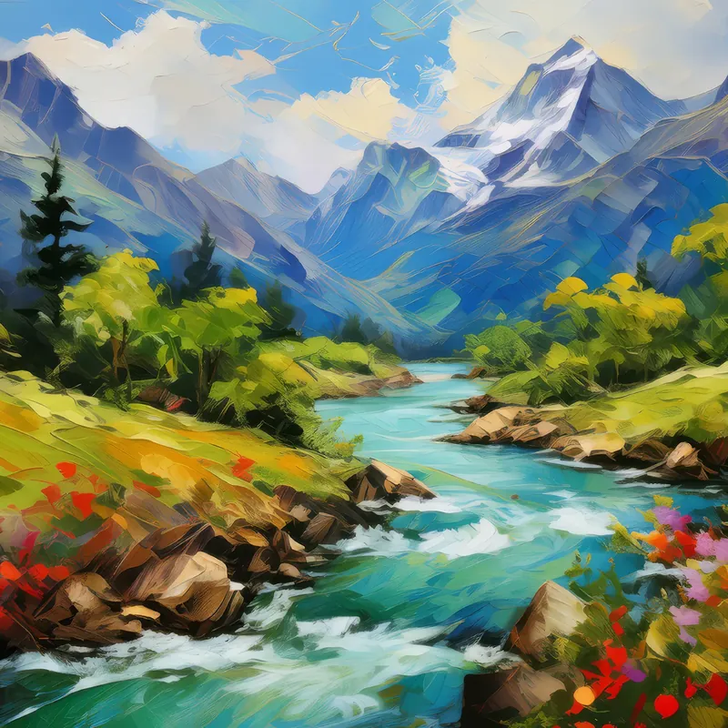 Painting: Alpine River Flow