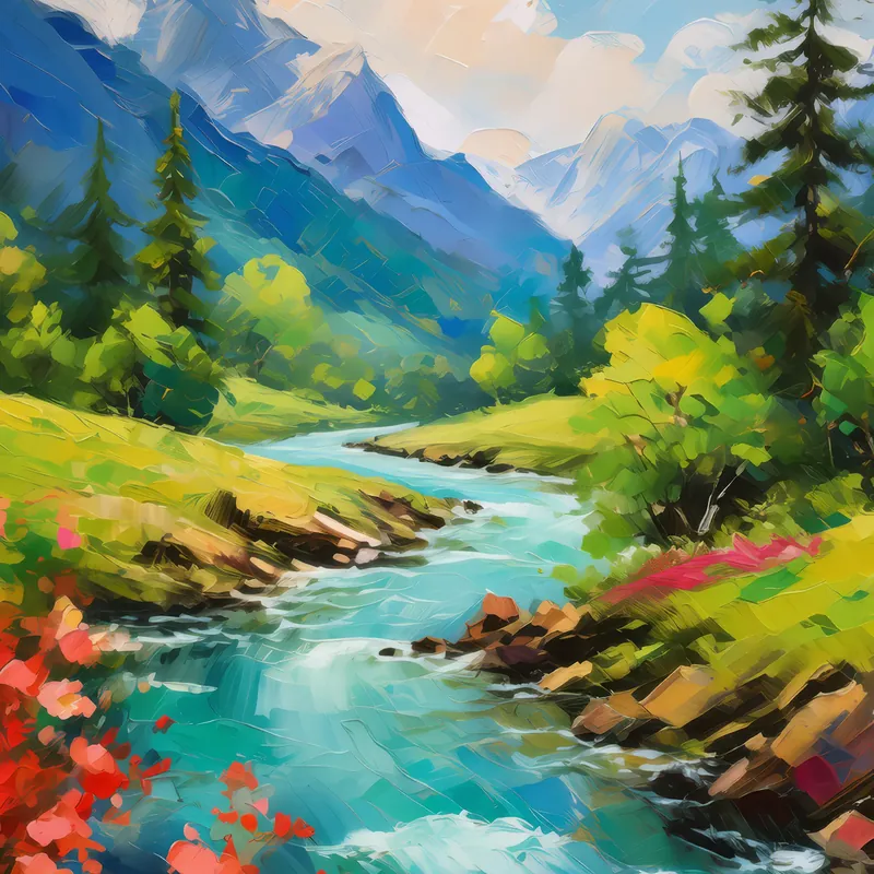 Painting: Alpine River’s Journey