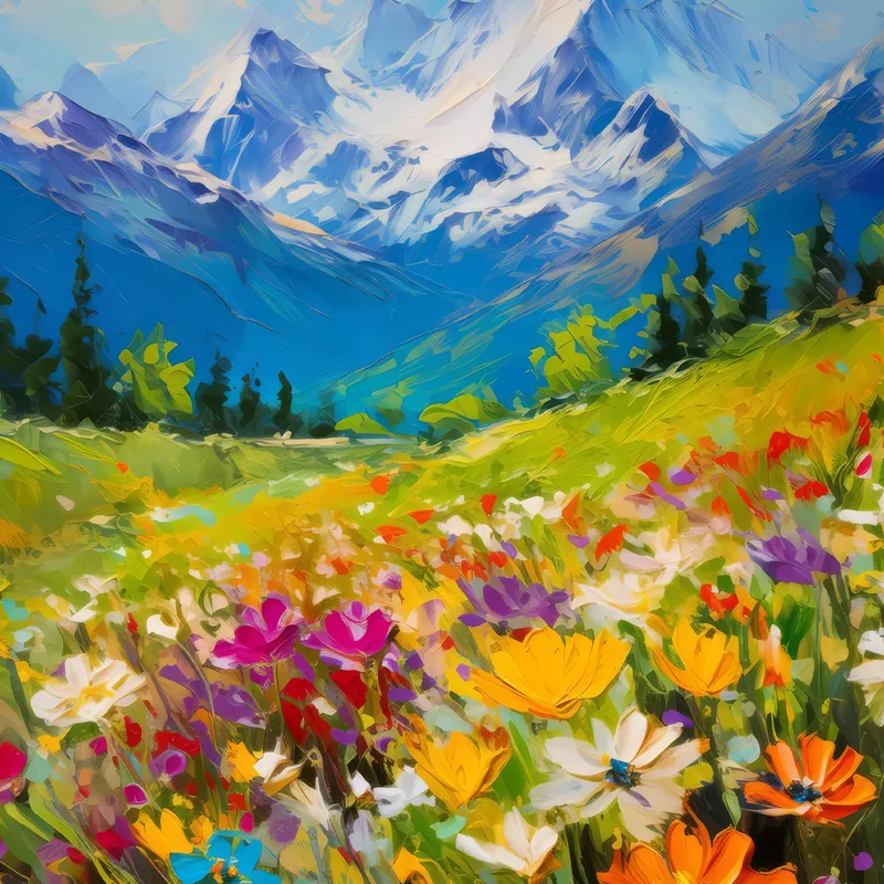 Painting: Alpine Spring Meadows