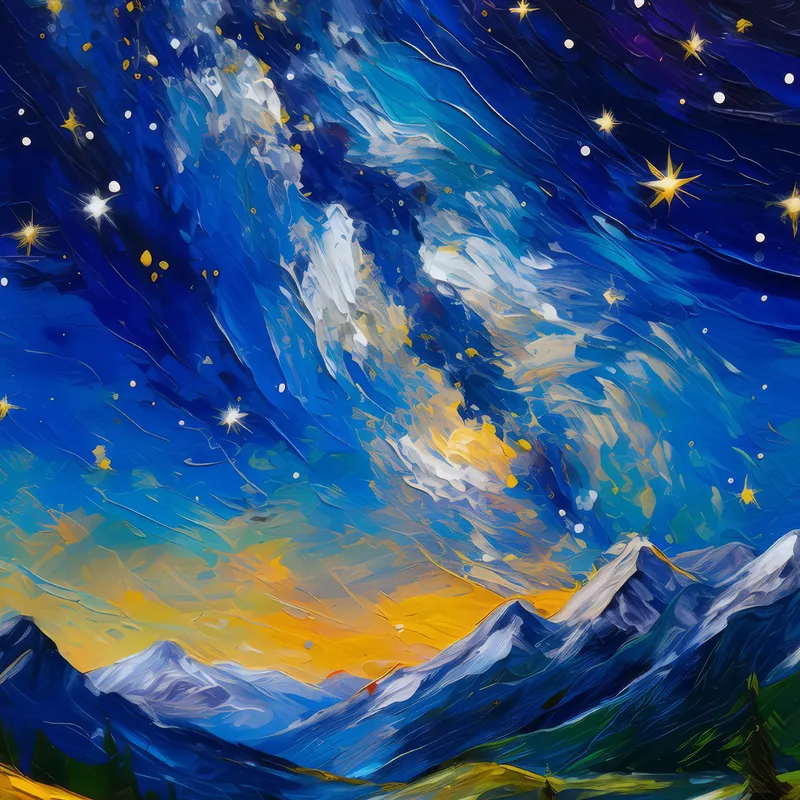 Painting: Alpine Starry Night Sky