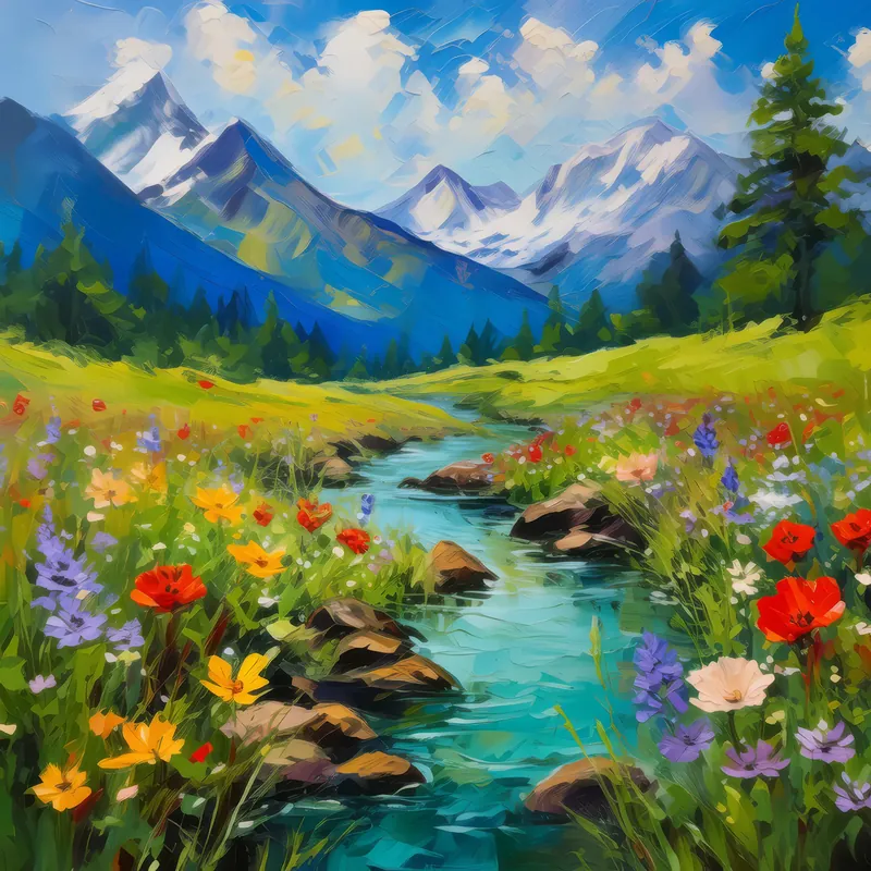 Painting: Alpine Stream Meadow