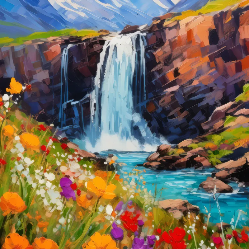 Painting: Alpine Tundra Waterfall