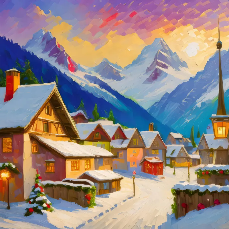 Painting: Alpine Village Charm