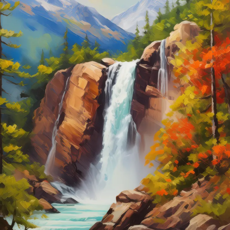 Painting: Alpine Waterfall