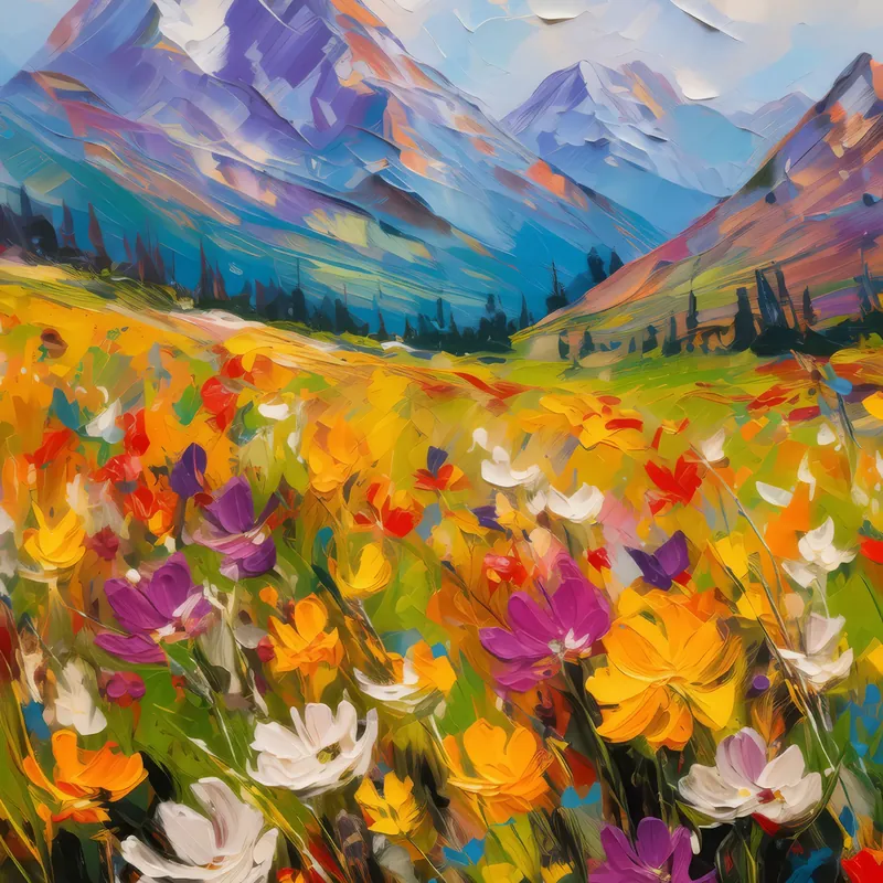 Painting: Alpine Wildflower Field