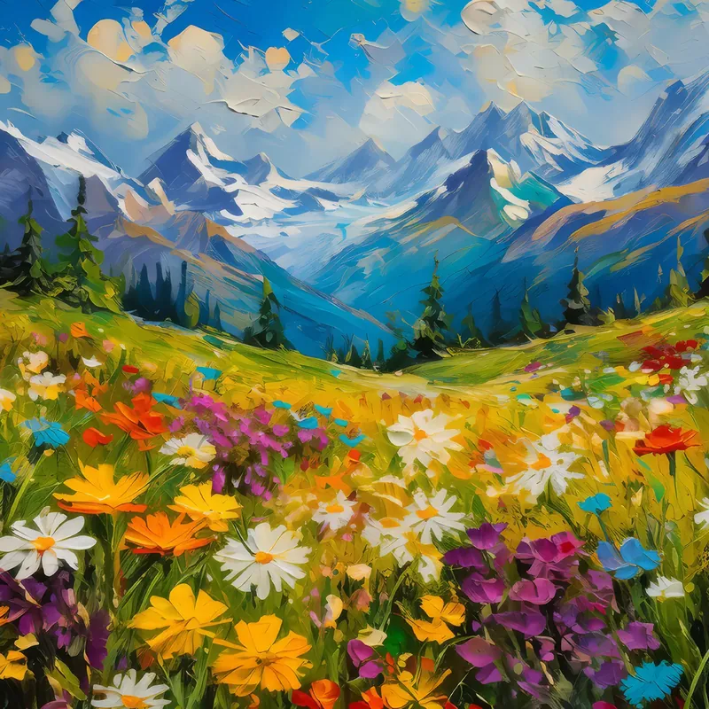 Painting: Alpine Wildflower Meadow
