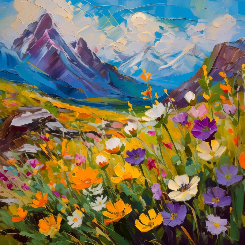 Painting: Alpine Wildflower Patch