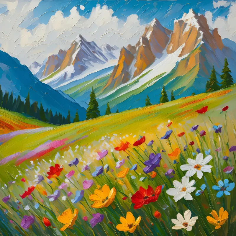 Painting: Alpine Wildflowers