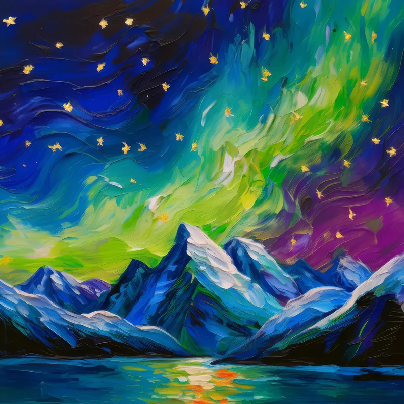 Painting: Arctic Aurora Night
