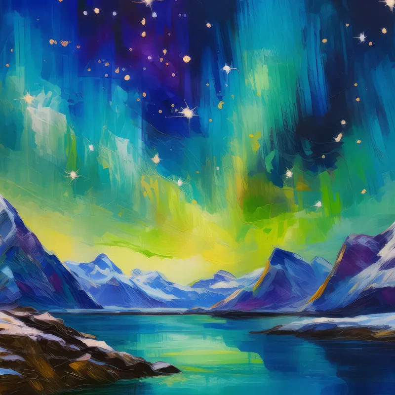 Painting: Arctic Aurora Peaks