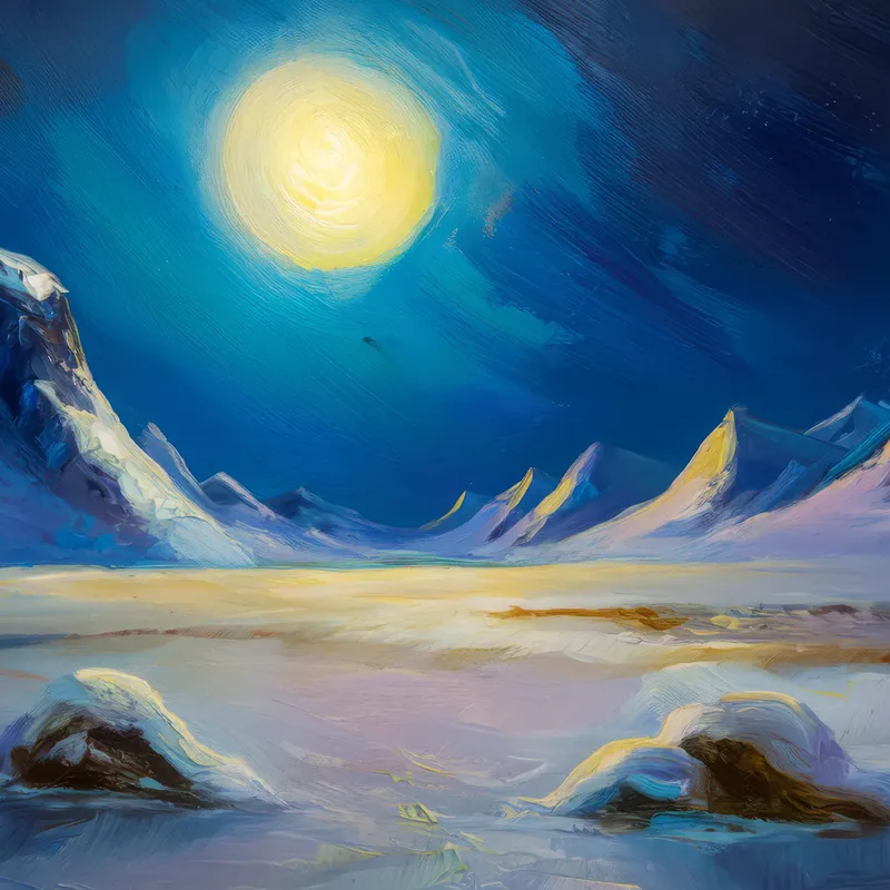 Painting: Arctic Desert Under Full Moon
