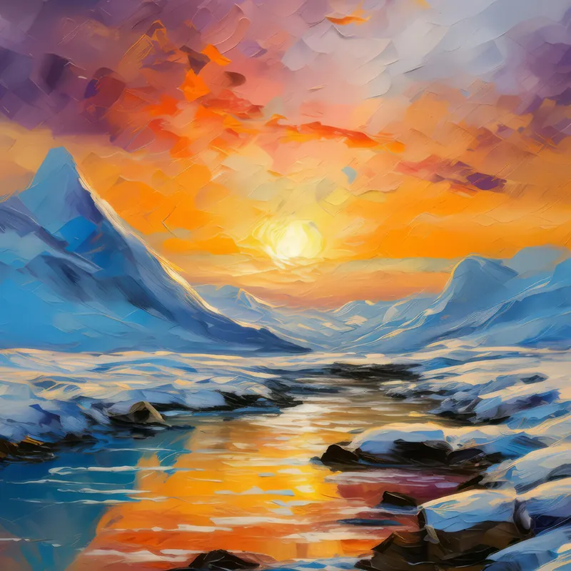 Painting: Arctic Hues at Sunset