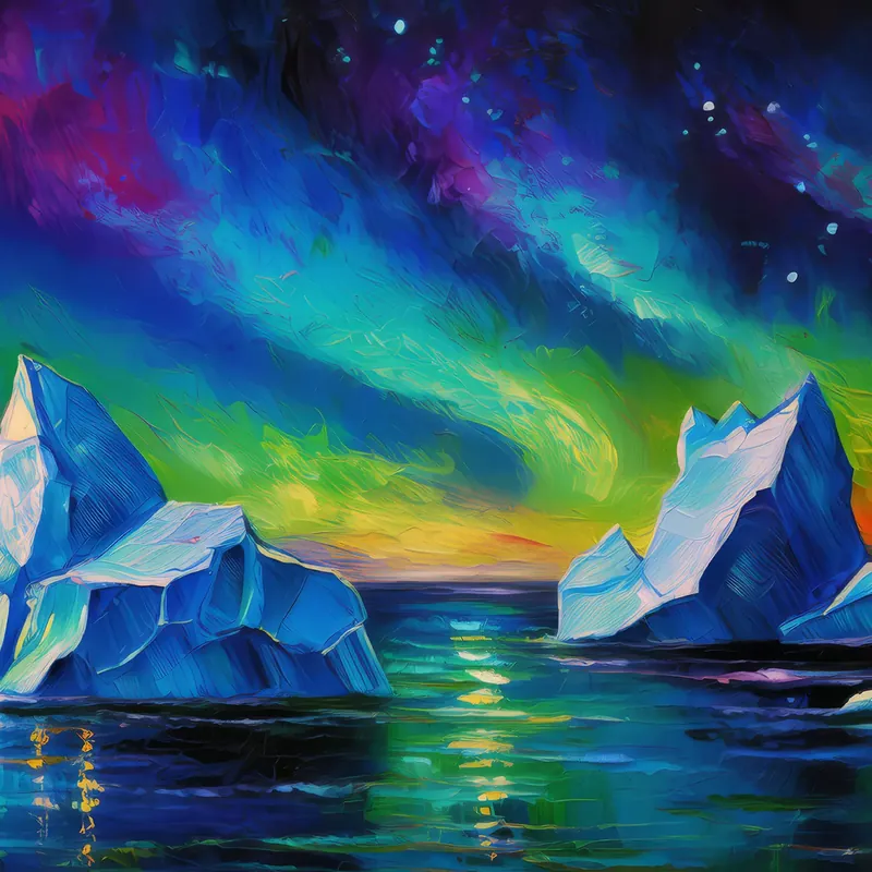 Painting: Arctic Icebergs Night