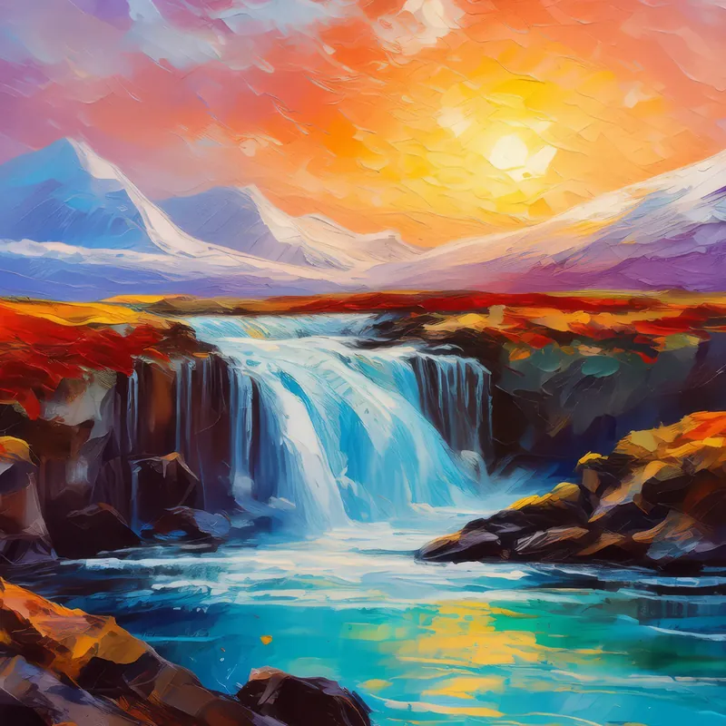 Painting: Arctic Waterfall’s Silent Flow