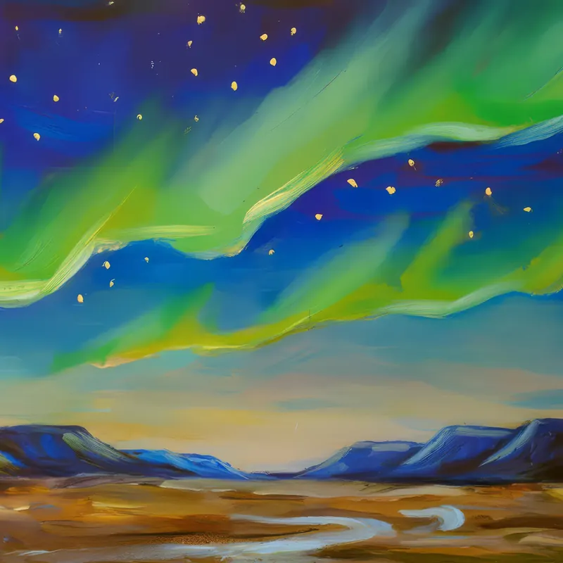 Painting: Aurora Over Boreal Wasteland