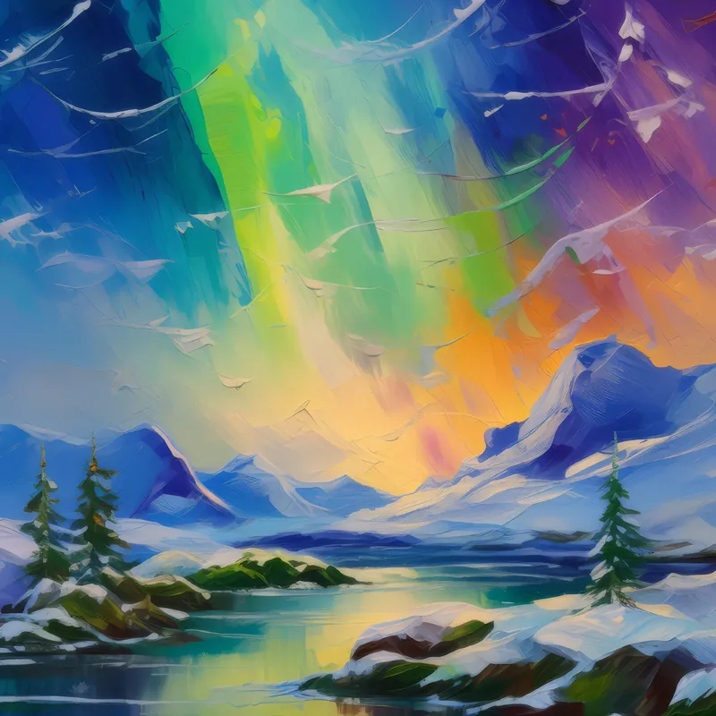 Painting: Aurora’s Dance Over Ice