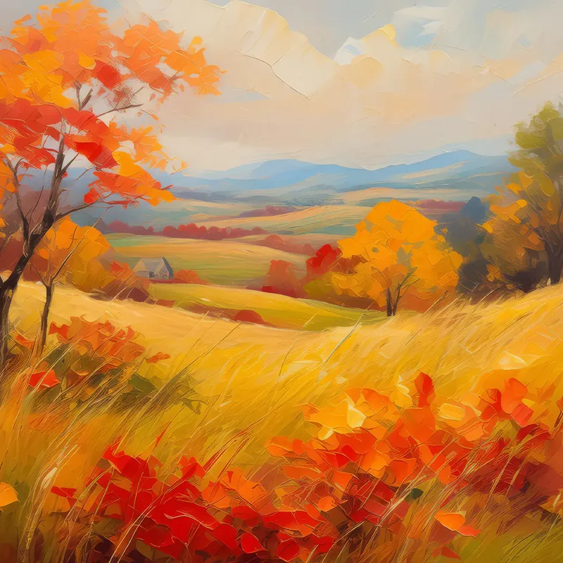 Painting: Autumn Arrival on Grassland