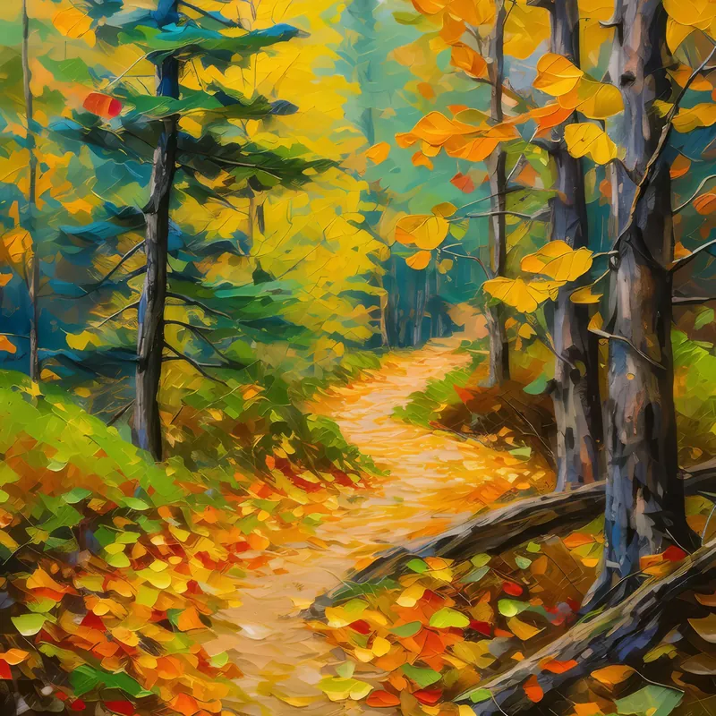 Painting: Autumn Boreal Forest Path