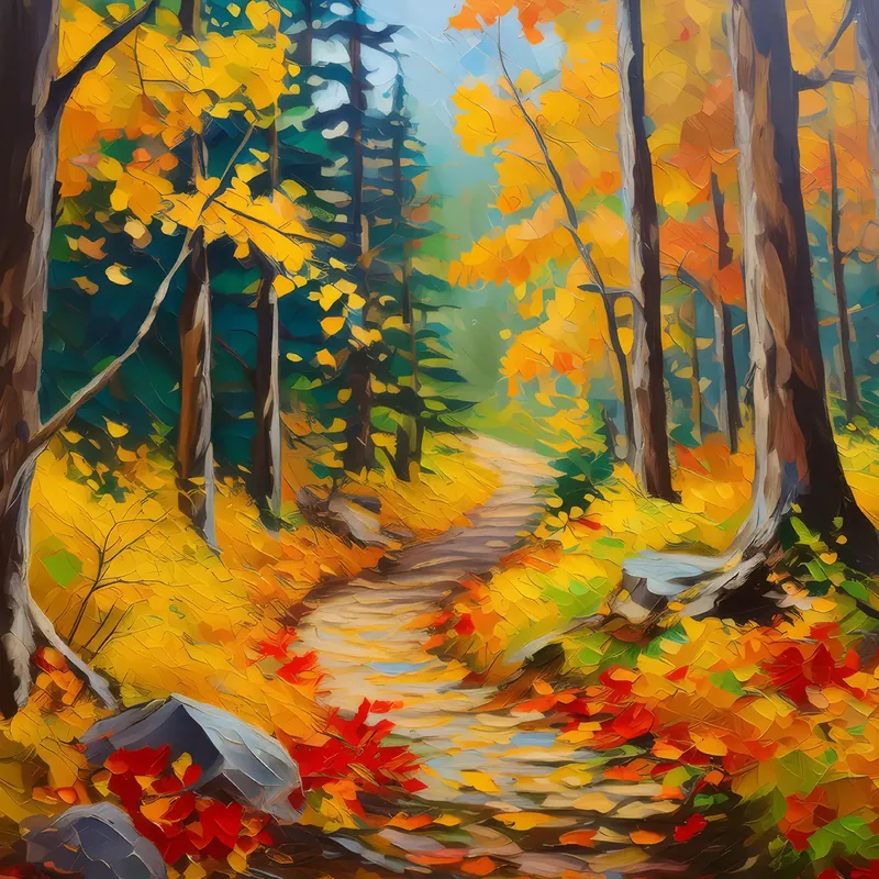 Painting: Autumn Boreal Forest Trail