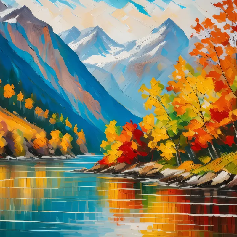 Painting: Autumn Colors Along the Fjord