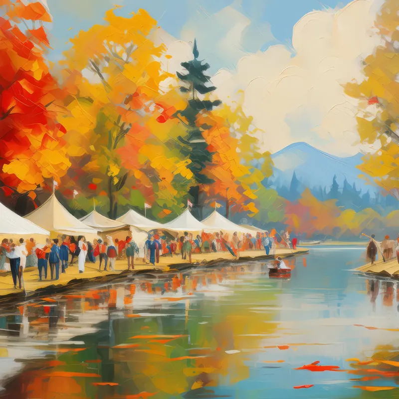 Painting: Autumn Festival by the Lake