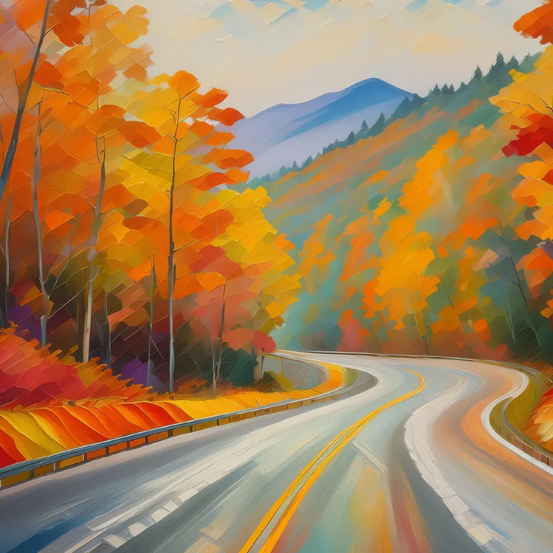 Painting: Autumn Highway Scenic Route