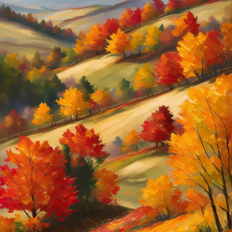 Painting: Autumn Hillside View