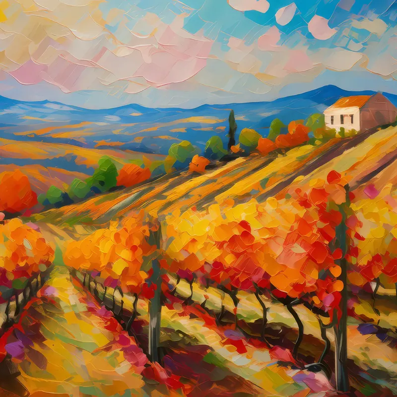Painting: Autumn Hillside Vineyard