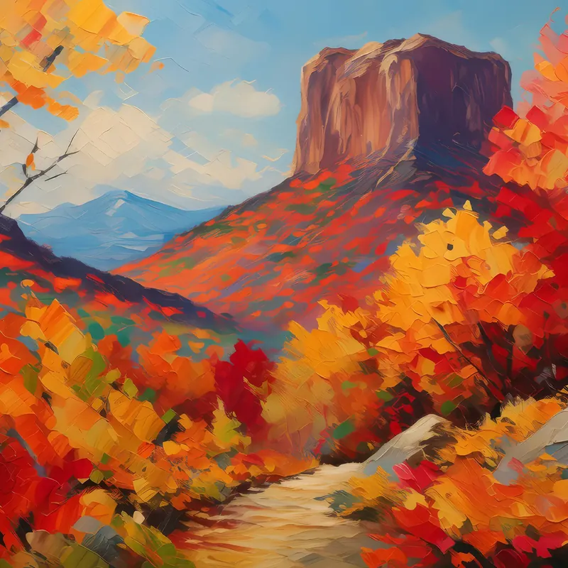 Painting: Autumn Leaves and Mesa