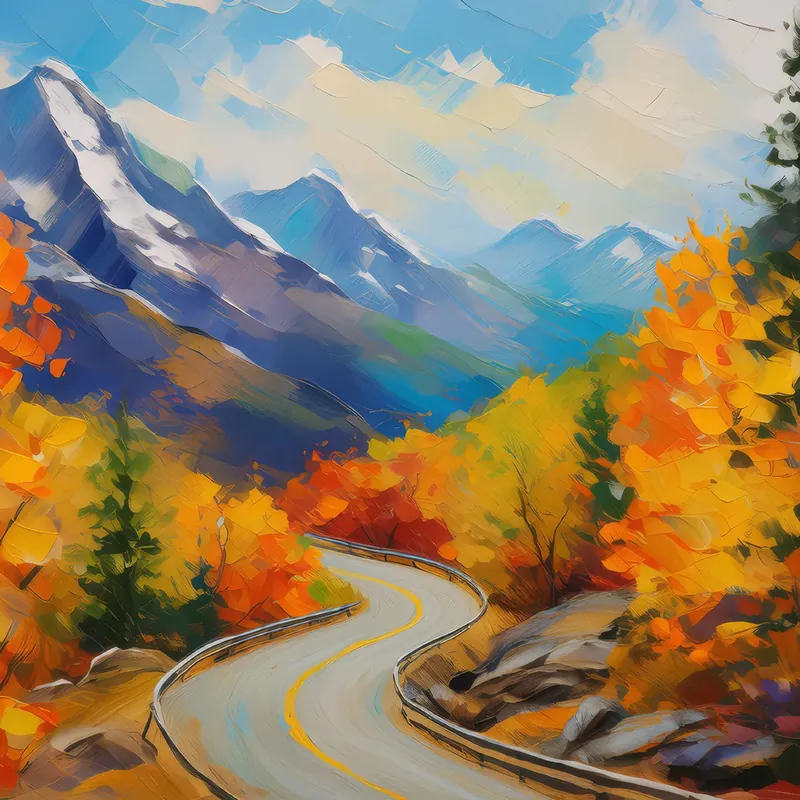 Painting: Autumn Mountain Road