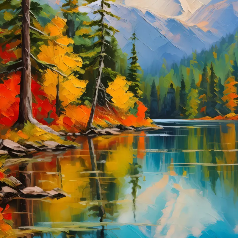 Painting: Autumn Reflections in Boreal Lake