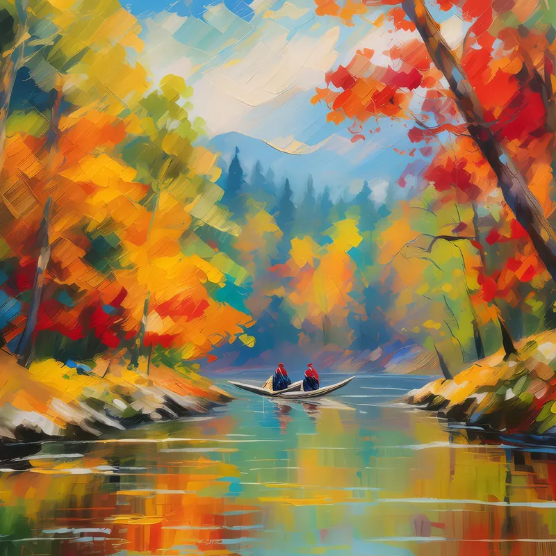 Painting: Autumn River Canoe Trip