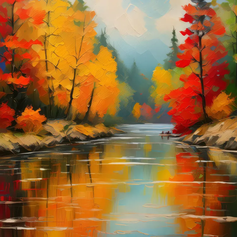 Painting: Autumn River Reflections
