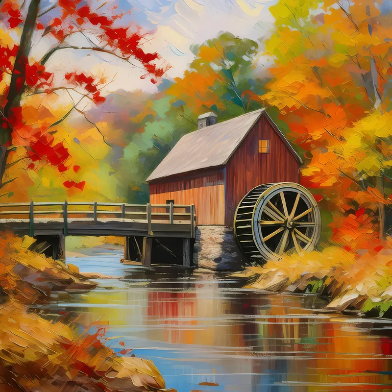 Painting: Autumn Watermill