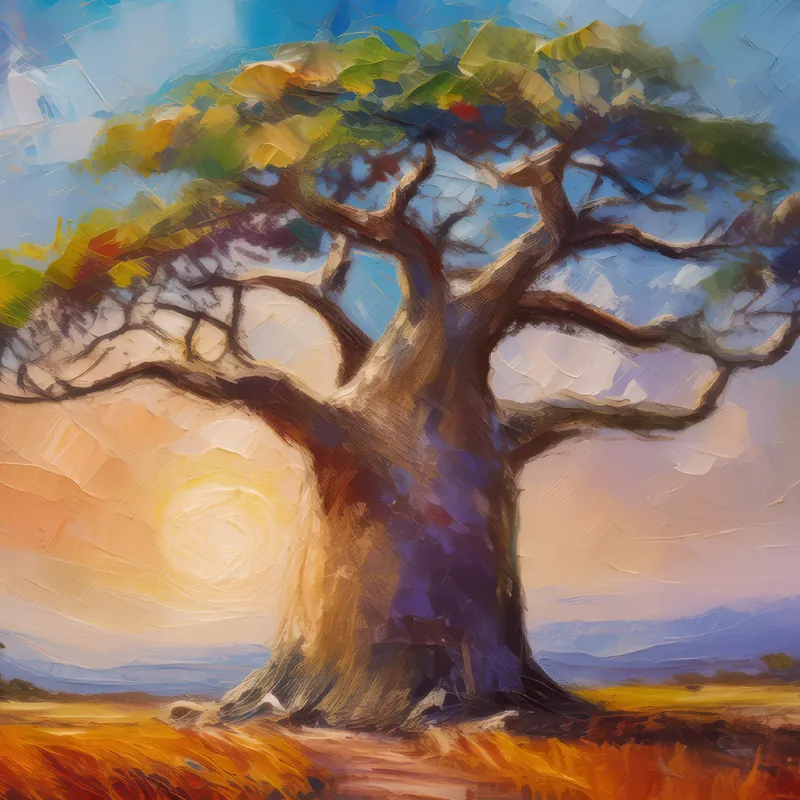Painting: Baobab Tree at Dawn