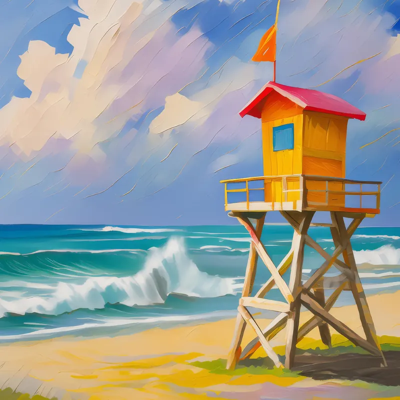 Painting: Beach Lifeguard Tower
