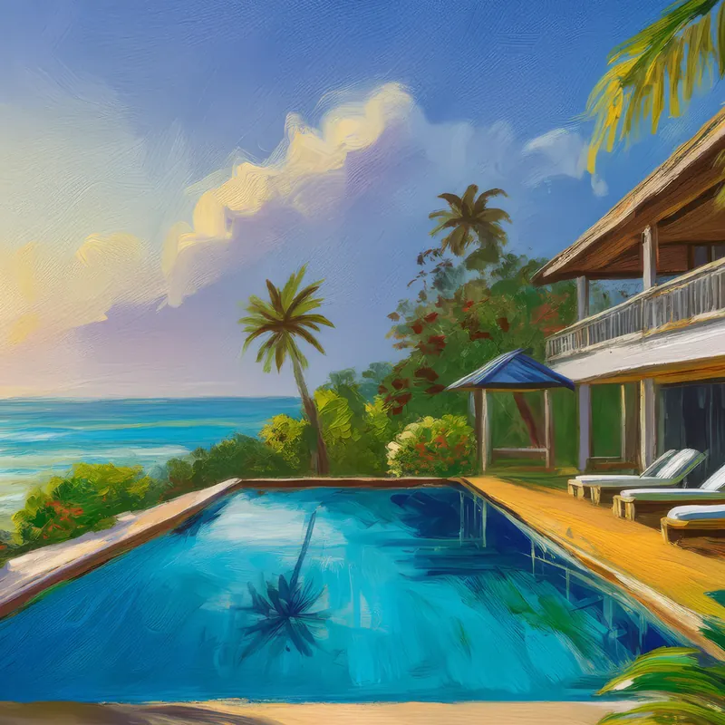Painting: Beachfront Villa Escape