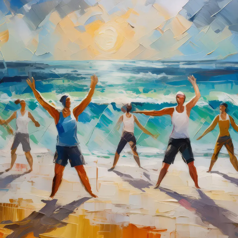 Painting: Beachside Fitness Class