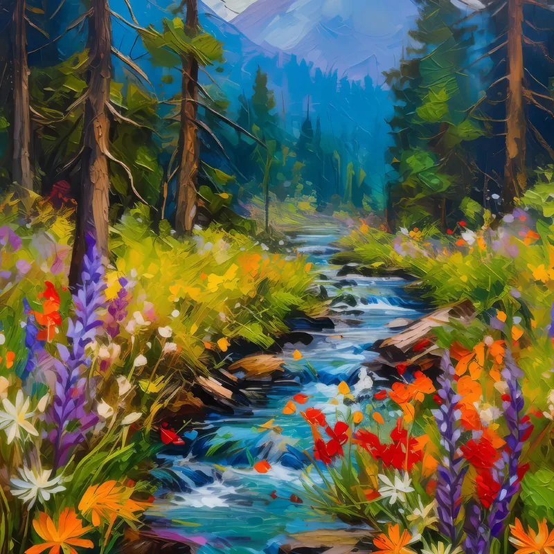 Painting: Blooms Along the Stream