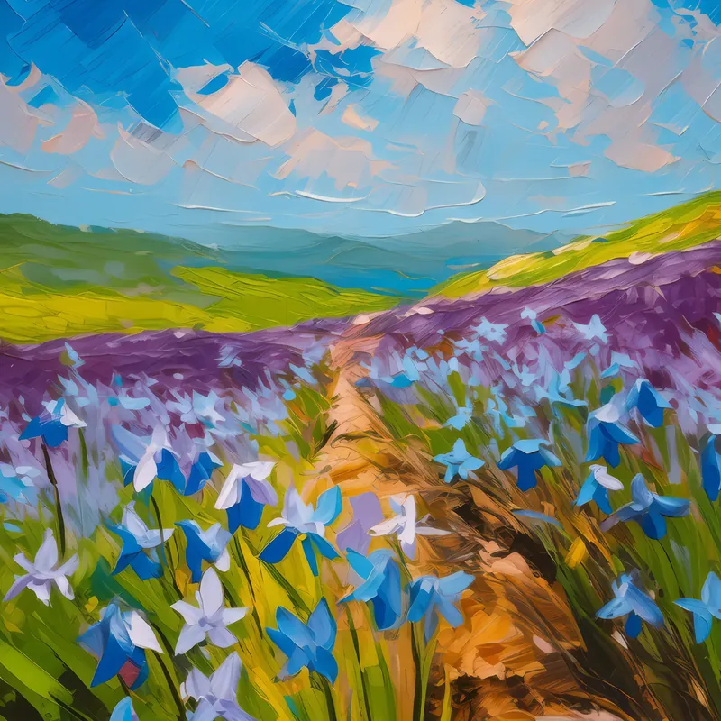 Painting: Bluebells on the Moor