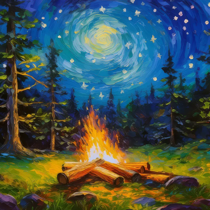 Painting: Boreal Forest Campfire