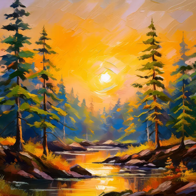 Painting: Boreal Forest Sunset