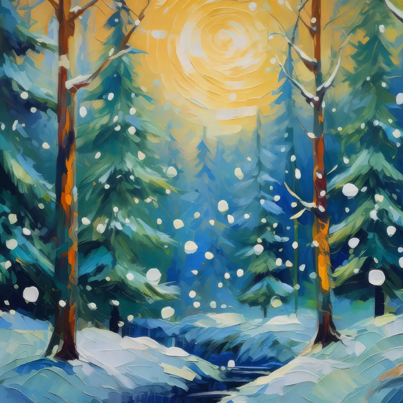 Painting: Boreal Forest Under Snowfall
