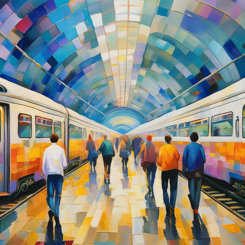 Painting: Busy Metropolitan Subway