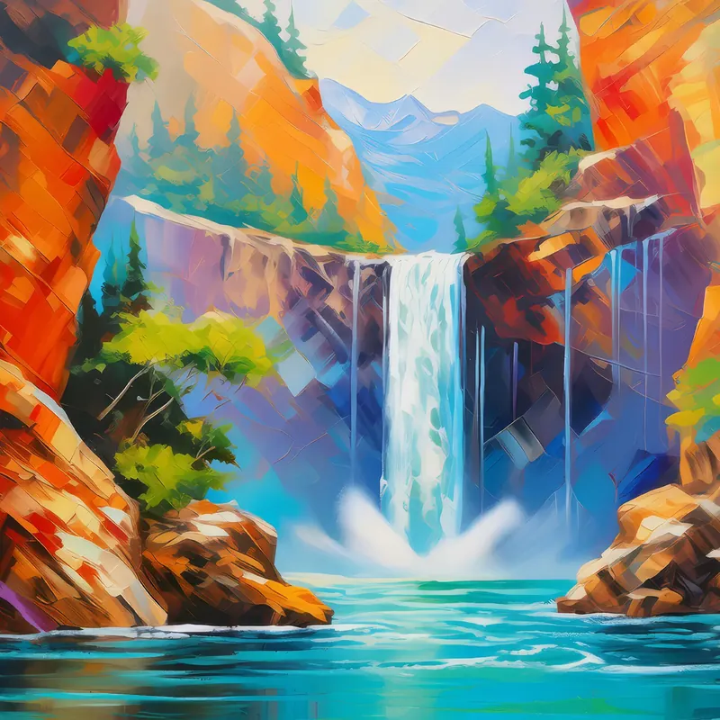 Painting: Canyon Waterfall Adventure
