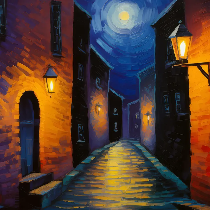 Painting: City Alley at Midnight